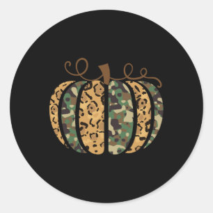 Trendy Leopard Camo Pumpkin Animal Print Cheetah F Classic Round Sticker