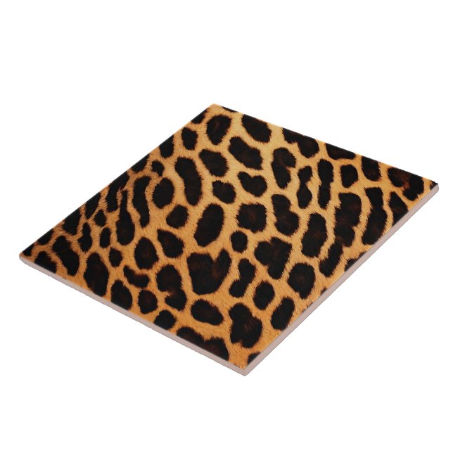 Trendy Leopard Cat Animal Print Collection Ceramic Tile (Side)