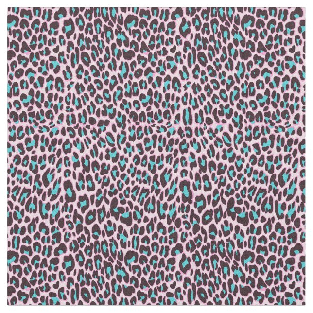 Trendy Leopard/Cheetah Pink Teal Pattern Fabric (Close Up)