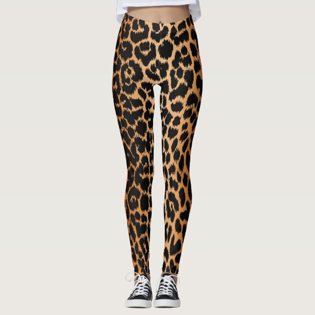 Trendy Leopard Pattern Animal Print Leggings (Front)