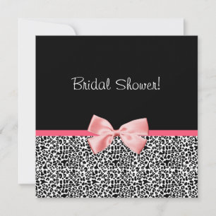Trendy Leopard Print and Pink Ribbon Bridal Shower Invitation