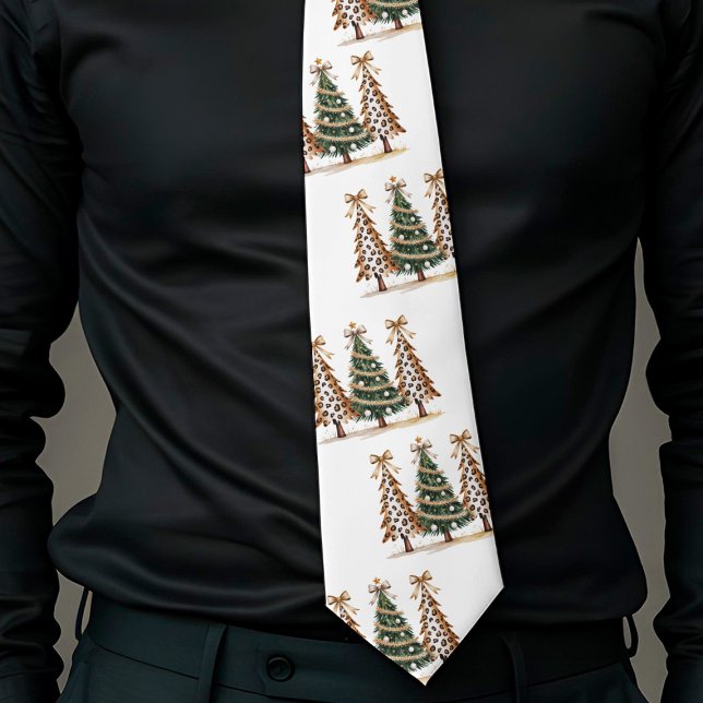 Trendy leopard print Christmas minimalist style  Tie (Trendy leopard print Christmas minimalist style tie)