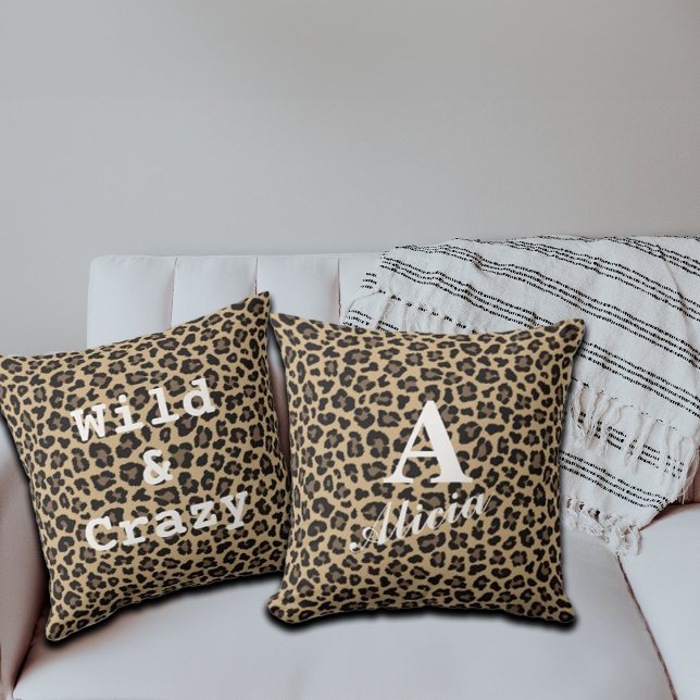 Trendy Leopard Print Custom Monogram & Name Cushion (Creator Uploaded)