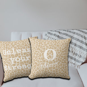 Trendy Leopard Print Custom Monogram & Name Cushion