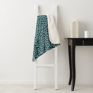 Trendy Leopard Print Custom Name Sherpa Blanket