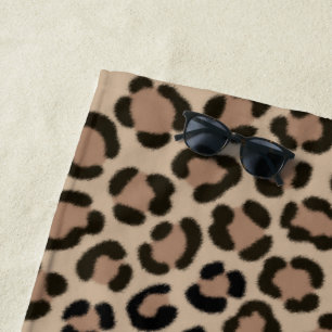 Trendy Leopard Print Fur Effect Repeat Pattern Beach Towel