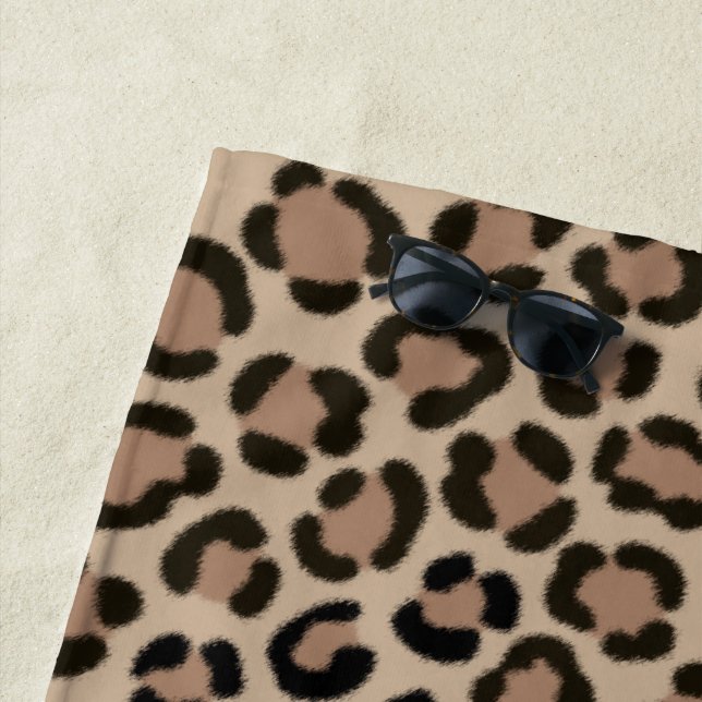 Trendy Leopard Print Fur Effect Repeat Pattern Beach Towel (In Situ)