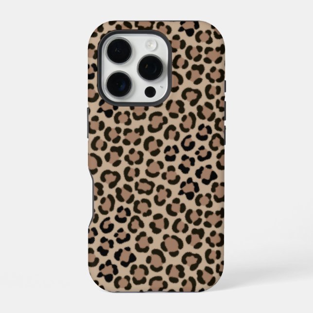 Trendy Leopard Print Fur Effect Repeat Pattern iPhone Case (Back)