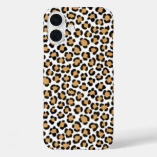 Trendy Leopard Simulated Fur Effect Repeat Pattern iPhone 16 Plus Case