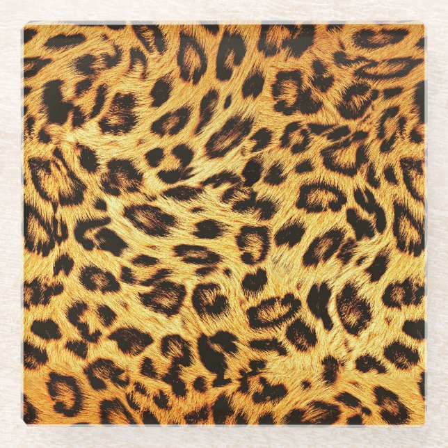 Trendy Leopard: Skin Design Pattern. Glass Coaster (Front)