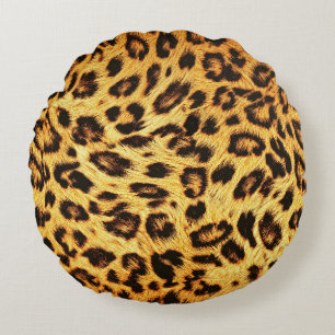 Trendy Leopard: Skin Design Pattern. Round Cushion