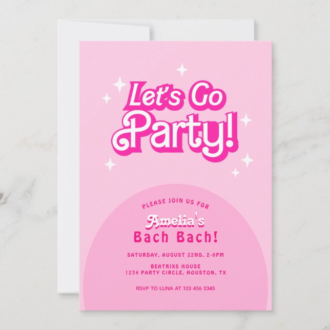trendy Let's Go Party pink bachelorette party Invitation (Front)