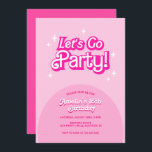 trendy Let's Go Party pink Birthday Invitation<br><div class="desc">A pink trendy birthday party invitation for girls or young women who love pink. This design features the heading "Let's go party" in a bold,  bright retro font.</div>