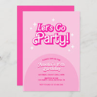 trendy Let's Go Party pink Birthday