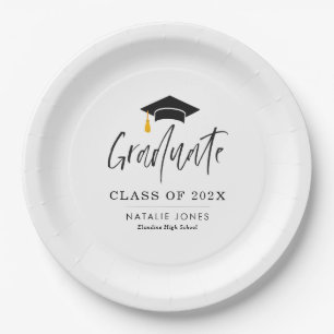 Trendy lettering graduation paper plate