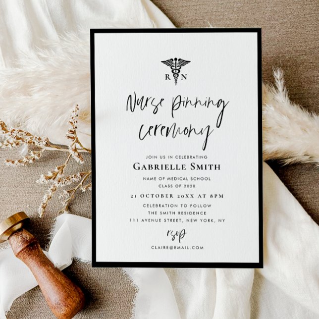 Trendy lettering nurse pinning ceremony invitation (Creator Uploaded)