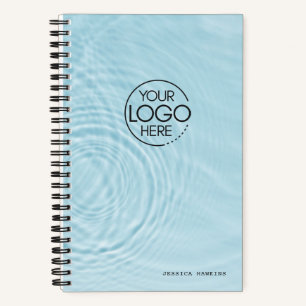 Trendy Light Blue Water Ripples Modern Logo Notebook