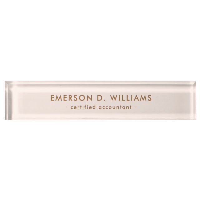 Trendy light blush pink modern minimal nameplate (Front)