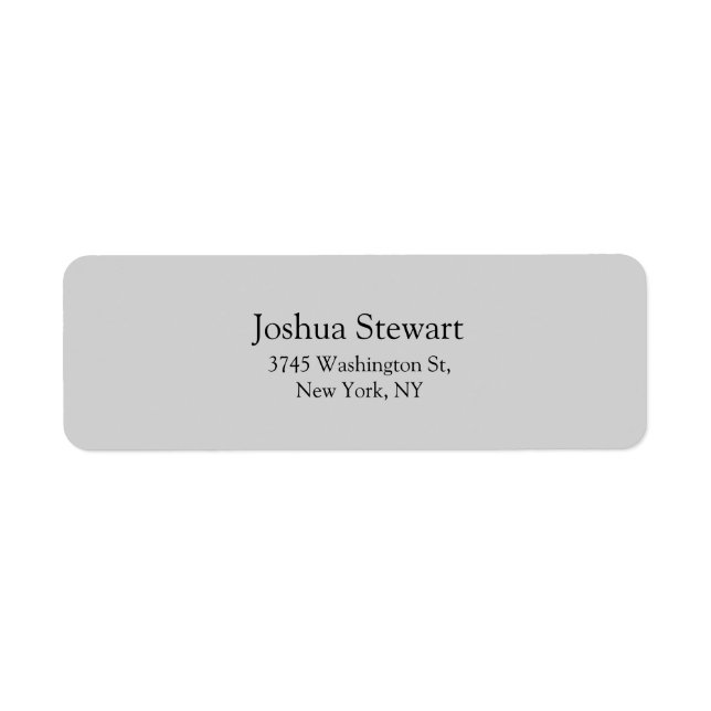 Trendy Light Grey Plain Elegant Legible Return Address Label (Front)