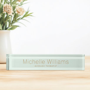Trendy light mint modern minimal nameplate