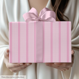 Trendy Light Pink Chequered Birthday Gift Wrap