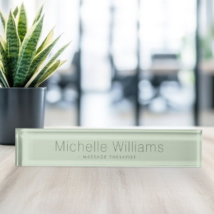 Trendy light sage green modern minimal nameplate