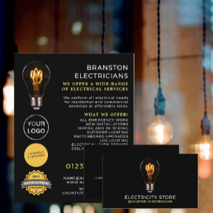 Trendy Lightbulb, Electrician Business Card