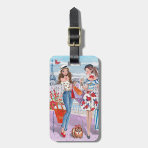 Trendy Lila Shopping girls in Paris Luggage Tag