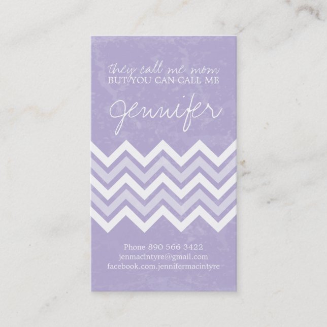 Trendy Lilac Chevron Mummy Cards (Front)