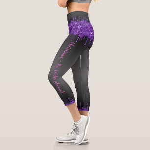 Trendy lilac glam dripping Halloween theme custom Capri Leggings
