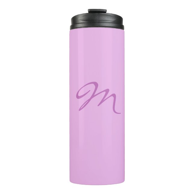 Trendy Lilac Orchid Colour Monogram Initial Letter Thermal Tumbler (Front)