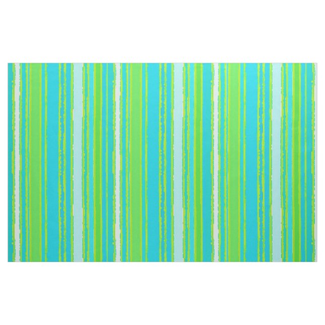 Trendy Lime Green Aqua Turquoise Stripes Pattern Fabric (Fat Quarter)
