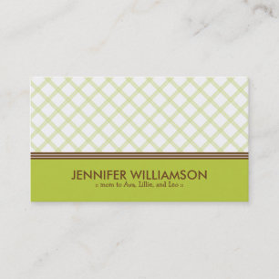 Trendy Lime Green Plaid Mummy Calling Card
