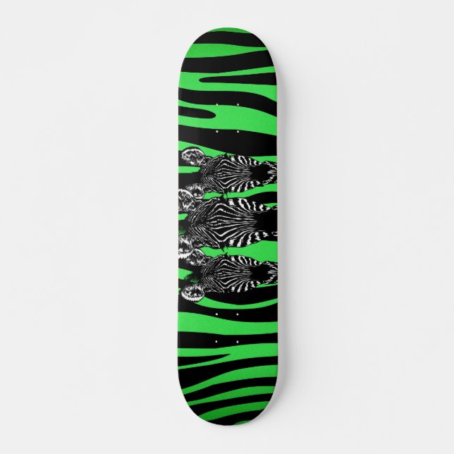 Trendy Lime Zebra  Herd on Zebra Print Skateboard (Front)