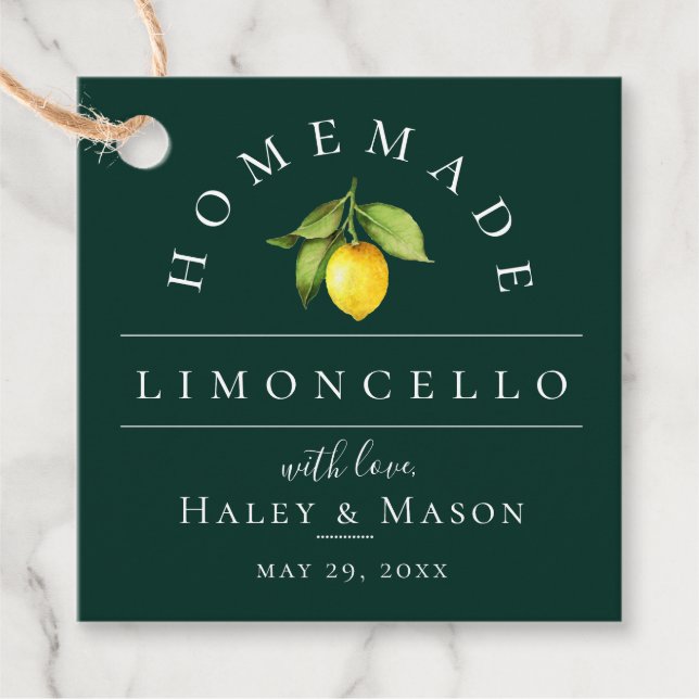 Trendy Limoncello Emerald Wedding Favour Tags (Front)
