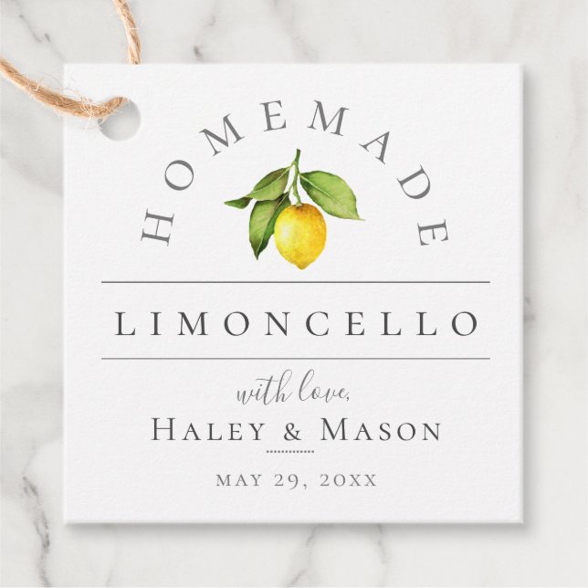 Trendy Limoncello Wedding Favour Tags (Front)