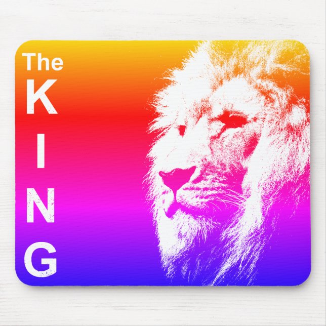 Trendy Lion Head Pop Art Picture The King Template Mouse Pad (Front)