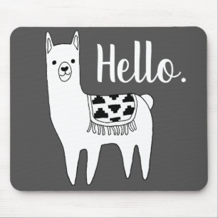 Trendy Llama Sketch Hello Mouse Pad