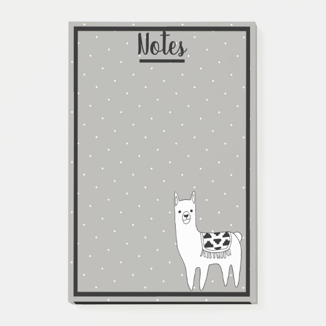 Trendy Llama Sketch & White Dots Post-it Notes (Front)