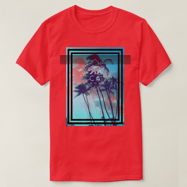 Trendy Los Angeles CA Beach Bear Poster  T-Shirt (Design Front)