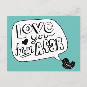 Trendy Love From Afar Scandinavian Bird Postcard