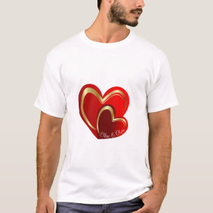 Trendy Love Red Hearts Personalised Boyfriend Gift T-Shirt