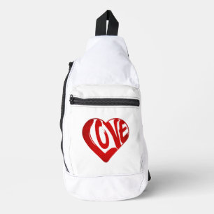 Trendy Love Typography Red And White  Sling Bag
