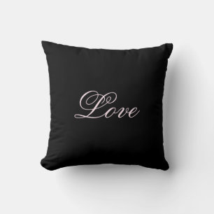 Trendy Love Wedding Calligraphy Script Black Cushion