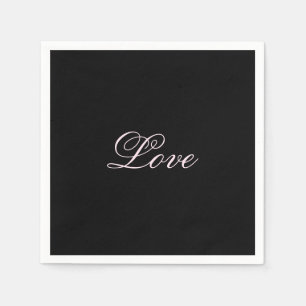 Trendy Love Wedding Calligraphy Script Black Napkin