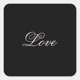 Trendy Love Wedding Calligraphy Script Black Square Sticker