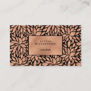 Trendy Luxe Faux Rose Gold Floral Pattern Business Card