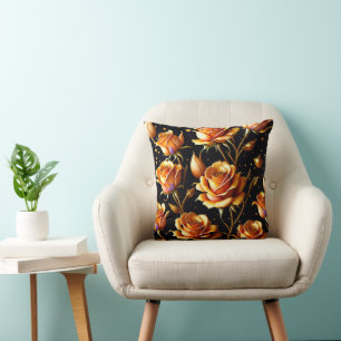 Trendy Luxury Big Gold Rose Collection Cushion