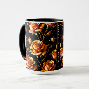 Trendy Luxury Big Gold Rose Collection Mug