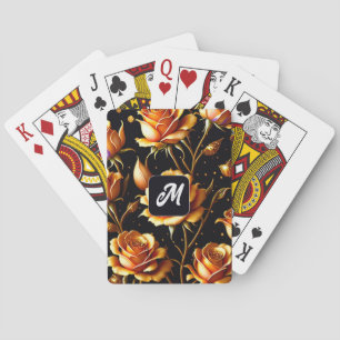 Trendy Luxury Big Gold Rose Collection Playing Cards